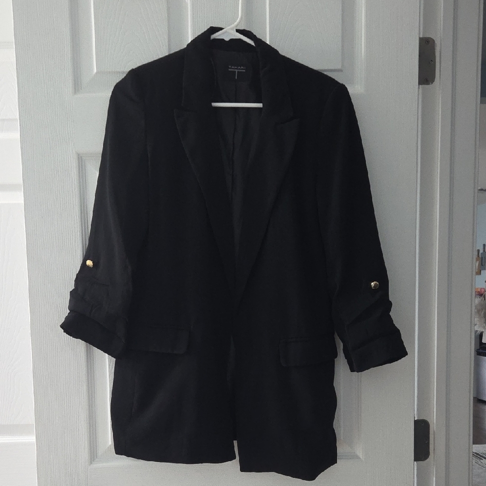 Tahari Black Blazer with Gold Button Details